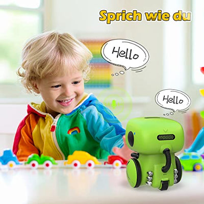 REMOKING Intelligent Roboter Kinder Spielzeug, Interaktives Roboter Lernspielzeug, Geschenke für Jungen Mädchen, Touch-Steuerung, Sprachsteuerung, Sprachaufnahme, Nachsprechen, Tanzen, Musik (Grün)