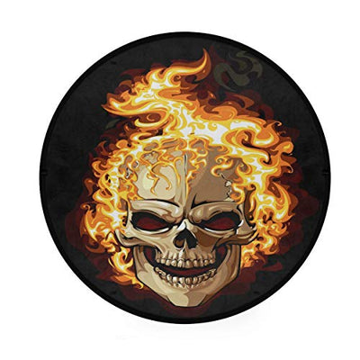 Mnsruu Burning Sugar Skull Halloween-Teppich, rund, für Wohnzimmer, Schlafzimmer, 92 cm Durchmesser