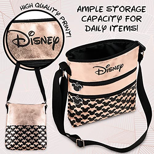 Disney Umhängetasche Damen und Teenager, Mickey Mouse und Minnie Mouse Tasche Damen, Kleine Umhängetasche Damen (Roségold)