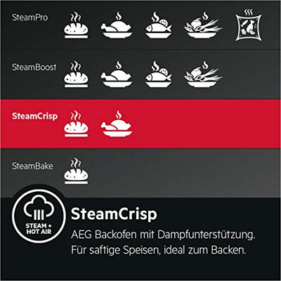 AEG BSS575021M Einbau-Backofen SteamCrisp – mit Dampfunterstützung/Pyrolyse – Selbstreinigung & IKE64450XB Autarkes Kochfeld/Herdplatte mit Touchscreen & Topferkennung / 60 cm