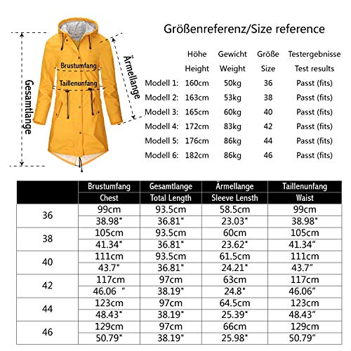 SWAMPLAND Damen PU Regenjacke Mit Kapuze Wasserdicht Übergangsjacke Regenmantel, Gelb, Gr.- 40 EU/ Medium