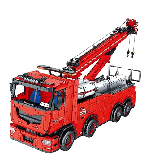 LOTFUN Technik LKW mit 19 Motoren, RC Schwerlast-Abschleppwagen, MK 19008, Kran Truck ferngesteuertes Auto Kompatibel mit Lego Technic - 10966 Teilen, 100 x 26,8 x 40,2cm