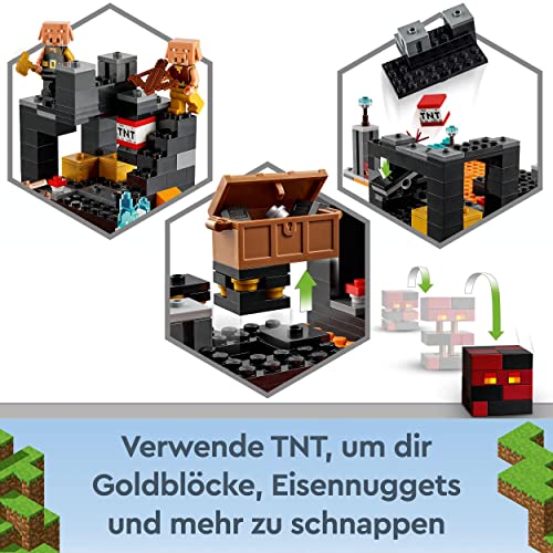 LEGO 21185 Minecraft Die Netherbastion Action-Spielzeug mit Figuren, inkl. Piglin, Set für Jungen und Mädchen ab 8 Jahre