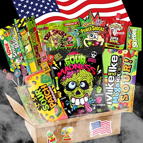 USA saure Süßigkeiten Box | USA Import | 20 verschiedene Leckereien | Bestseller Box | Geschenkkorb | Perfekte Geschenkidee | Geschenkbox | TOP Selling | Best Products | 20 teilige Box | USA Sweets