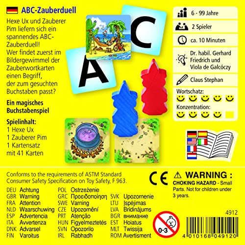 HABA 4912 - ABC Zauberduell, Lernspiel ab 6 Jahren zum Buchstabenlernen, Geschenk für Schulanfänger zur Einschulung, Reise- und Mitbringspiel