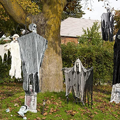 Halloween Hängende Geister Deko,1.6M Hängender Sensenman,Halloween Ghost Hängende Dekorationen,Halloween Deko Horror,Halloween Schreiende Geister Dekoration Skelett Totenkopf für Party Türdeko Indoor