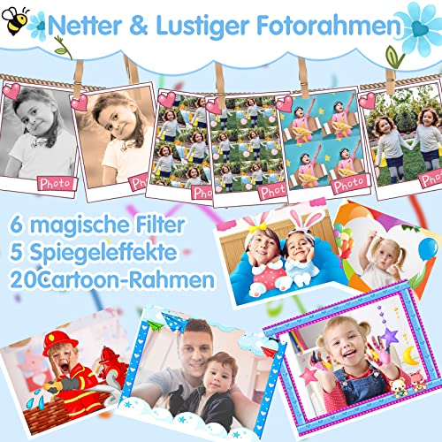 Selvim Kinderkamera [MP3 + Lernspielen], Duale Linse Selfie Digitalkamera für Kinder von 3-12 Jahren, 24 MP 1080P HD Kamera Kinder, Fotoapparat Kinder Wiederaufladbar 32GB, Geschenk für Mädchen Jungen