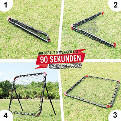 Net Playz - Fußball Kickback Rebounder Tor Stahl Rückprallwand einstellbar mobil faltbar für Indoor und Outdoor im Garten 120x120 cm