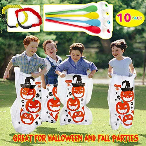 Twister.CK Halloween Party Games, Kürbis Design Sack Race Taschen, Ei und Löffel Race Games Outdoor Lawn Games Taschen, ideal für Halloween Party Supplies, Outdoor Games und Party Favor