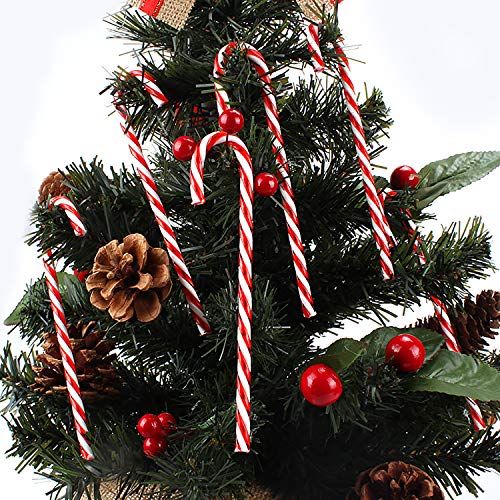 24 Stück Weihnachten Deko Twisted Zuckerstangen Dekoration Draußen Christbaumschmuck Anhänger mit Golden Kordel Weihnachtsbaumschmuck