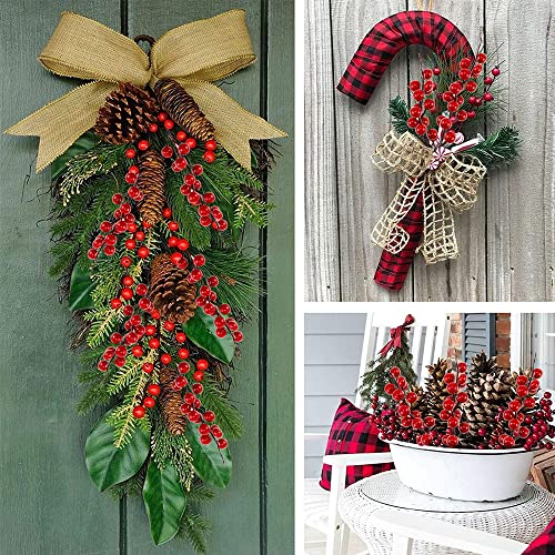 Weihnachtsdeko 15 Stück Künstliche Rote Beeren Groß Beerenzweig 26 cm Lang Christbaumschmuck Weihnachten Picks Künstliche Holly Beeren für Weihnachtsbaum Dekor Blumenkranz DIY Handwerk (Weinrot)