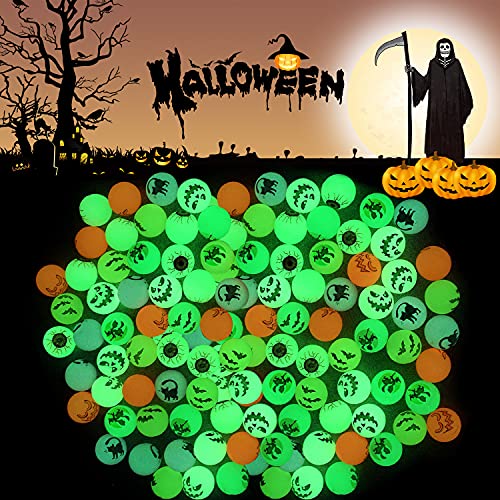 Runmeihe 72PCS Halloween Luminous Flummi für Kinder, Glow in The Dark Speelgoed Bouncy Balls Voor Kinderen, Halloween Party Mitgebsel Bags for Trick or Treating