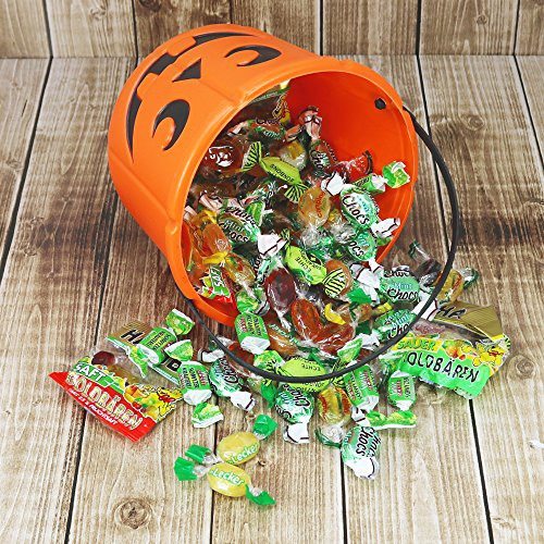 com-four® 4X Halloween Körbe, Kürbis Eimer zum Sammeln von Süßigkeiten zu Halloween, 14 cm hoch, Ø 18 cm (04 Stück - 14x18 cm)