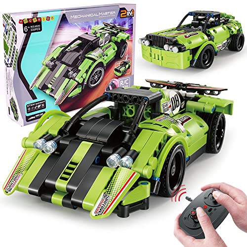 HOGOKIDS STEM Ferngesteuertes Bauspielzeug ab 6 - 12 | 2 IN 1 Technik Fahrzeug Rennwagen Bausatz 2.4GHz 335 Teile Konstruktionsspielzeug Technic Bausteine Geschenk ab 6 7 8 9 10 Jahre für Jungen