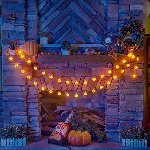 KPCB Halloween Deko Lichterkette, Halloween Kürbis Dekoration Lichterkette, Kürbis Lichterkette für Halloween, 5.4m 40 LEDs Kürbis Lichter USB-betrieben für Halloween Party Hause Garten