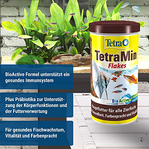 TetraMin Flakes - Fischfutter in Flockenform für alle Zierfische, ausgewogene Mischung für gesunde Fische und klares Wasser, 1 L Dose