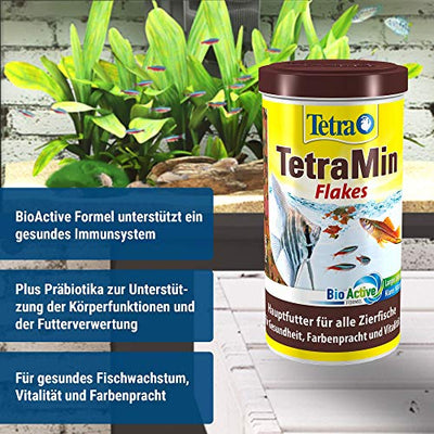 TetraMin Flakes - Fischfutter in Flockenform für alle Zierfische, ausgewogene Mischung für gesunde Fische und klares Wasser, 1 L Dose