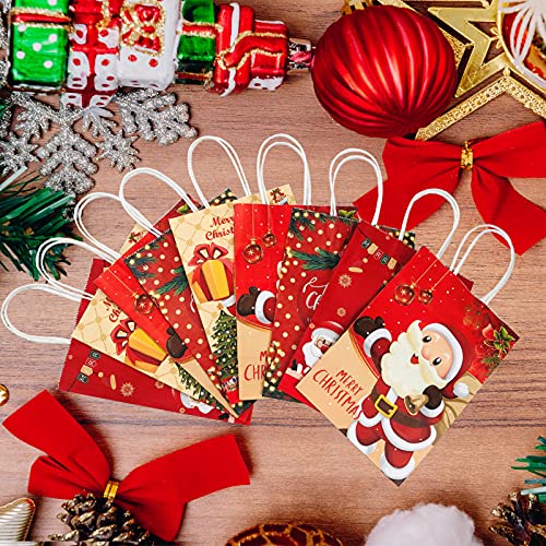 Geschenktüten weihnachten, 12 Stücke Weihnachts Kraft Geschenktaschen Kraftpapier Verpackung Weihnachten Geschenk Papiertueten, Santa Geschenktüte Tote Bag für Geschenke Party (A)