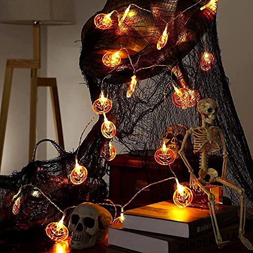 Halloween LED Lichterkette,3 Stück 3M 20 LED Lichterkette außen,2 Modi Lichterkette Halloween Deko Kürbis, Geister, Fledermaus Anhänger Lichter mit Batteriebetrieben für Halloween Deko Party Garten