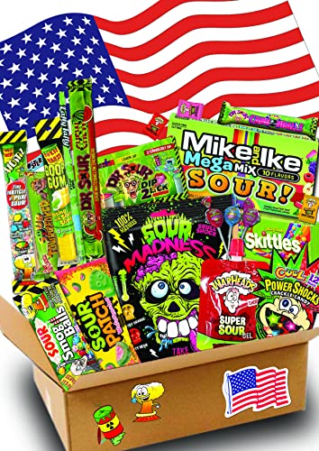 USA saure Süßigkeiten Box | USA Import | 20 verschiedene Leckereien | Bestseller Box | Geschenkkorb | Perfekte Geschenkidee | Geschenkbox | TOP Selling | Best Products | 20 teilige Box | USA Sweets