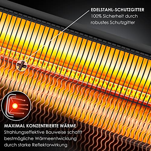 KESSER® Standheizstrahler Infrarot Stand Heizstrahler Inkl. Schutzhülle Wärmestrahler Terrasse Infrarotstrahler Turmheizstrahler 2000W Terrassenstrahler Standheizung mit Fernbedienung Timer Schwarz