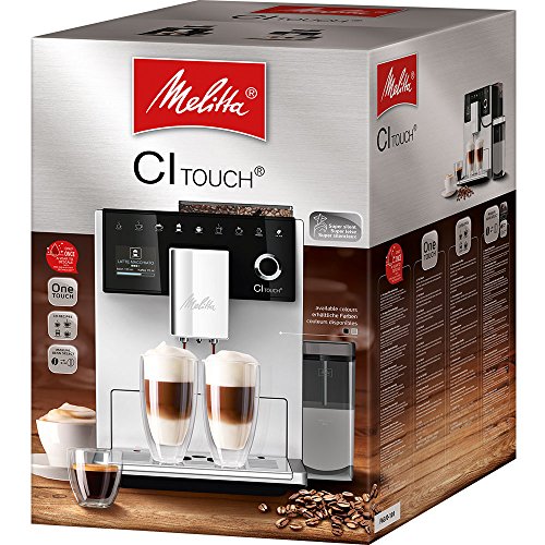 Melitta CI Touch F630-101 Kaffeevollautomat mit Milchbehälter | Flüsterleises Mahlwerk | One Touch Funktion | 10 Kaffeevariationen | TFT-Farbdisplay | Silber