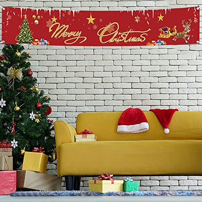 Weihnachts Banner Dekoration,Merry Christmas Banner,Weihnachtsbanner Aussen,Weihnachtsbanner Frohe Weihnachten,Weihnachtsbanner Balkon,Weihnachtsdeko Garten Banner