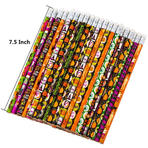 JOYIN 48 Stück Halloween-Bleistift-Sortiment mit Radiergummi in 12 Designs für Halloween, Kinder, Geschenk, Preis, Partyzubehör