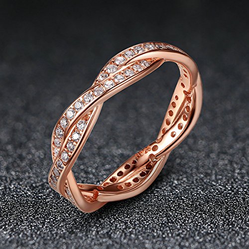 Presentski Zirkonia 925 Sterling Silber Rose Gold Hochzeit Ring für Ewigkeit Frauen Damen Mädchen