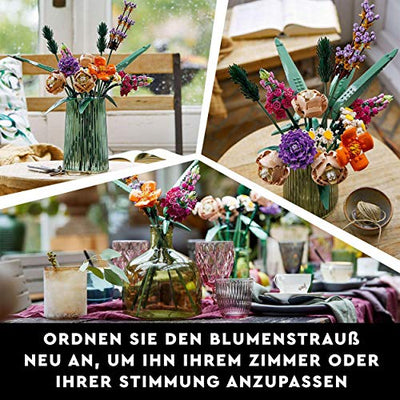 LEGO 10280 Icons Blumenstrauß, Kunstpflanzen für Erwachsene, künstliche Blumen zum Basteln, Home Deko, Zimmerdeko, Botanik-Kollektion