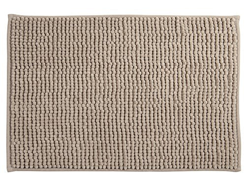 MSV Badteppich Badvorleger Duschvorleger Chenille Hochflor Badematte 40x60 cm – Taupe