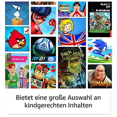 Fire 7 Kids Pro-Tablet (kindgerechte Hülle mit „Graffiti-Design“-Design) + BuddyPhones PopTime-Bluetooth-Headset (violett, Altersklasse: 8-15 Jahre) + NuPro-Displayschutzfolie (2er-Pack)