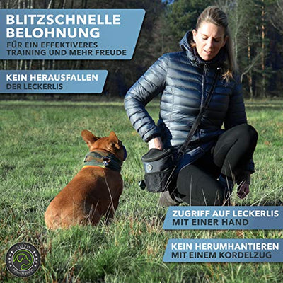 GIZZY® DAS ORIGINAL - Leckerlibeutel für Hunde - Innovative Einhand-Öffnung zur blitzschnellen Belohnung - Futterbeutel Hunde für Training & Welpenerziehung (Mitternachtsblau)