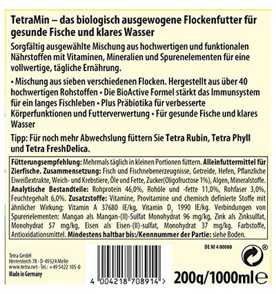 TetraMin Flakes - Fischfutter in Flockenform für alle Zierfische, ausgewogene Mischung für gesunde Fische und klares Wasser, 1 L Dose