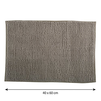 MSV Badteppich Badvorleger Duschvorleger Chenille Hochflor Badematte 40x60 cm – Taupe