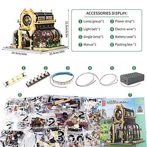 Mould King Haus Bausteine Bausatz Botanischer Garten Bauspielzeug-Set Mit Led-licht 360°-Panorama-Design Moc Klemmbausteine Weihnachten Wohnkultur Für Erwachsene Und Kinder (2147 Teile)