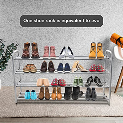 GUANJUNE 4-stufiger ausziehbarer Schuhregal-Organizer,Robustes Metallregal für bis zu 20 Paar Schuhe,Space Saver Rack für Kleiderschrank