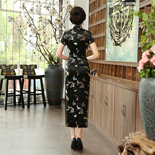 Chinesische chinesische Traditionelle Kleidung Chongsam China Qipao Kleid - Schwarz - 36 DE (Etikettengröße L)