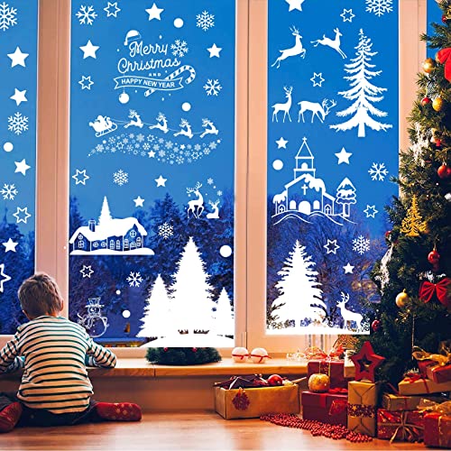 Weihnachtsdeko Fenster,Window Decorations, Christmas Decorations, Weiß Revery Winter Christmas Window Stickers Aufkleber Dekorationen Home Office Decor,9 Blatt