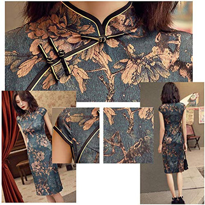 Black Temptation Altes Shanghai Retro würdevolles Elegantes Cheongsam Kleid der chinesischen Art XXL