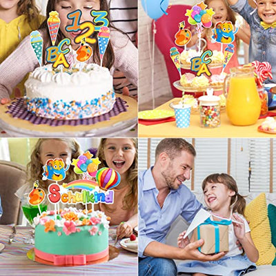 Schulanfang Tortendeko, Tortendeko Einschulung - Cupcake Topper Dekorationen Kuchendeko Schulanfang, für Schulkind Junge Mädchen Geschenk und Tortendeko Schulanfang Party Deko