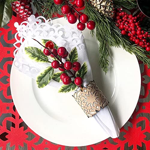 Weihnachtsdeko 15 Stück Künstliche Rote Beeren Groß Beerenzweig 26 cm Lang Christbaumschmuck Weihnachten Picks Künstliche Holly Beeren für Weihnachtsbaum Dekor Blumenkranz DIY Handwerk (Weinrot)