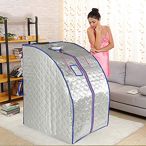 XUANYU Tragbares Infrarot Sauna 1000W Mobile Mini Heimsauna Wärmekabine Sitzsauna Saunakabine Familiensauna, 5 Farben, ca. 70 * 80 * 98 cm (Silber)