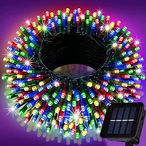 HAOGUJ Solar Lichterkette Aussen 12m Color Outdoor Lichterkette Solar mit 100LEDs, 8Modi Wasserdicht Solar lichterkette,Solar Lichterkette außen geeignet für Garten/Hochzeit/Party