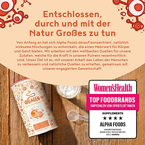 Collagen mit Elastin und Hyaluronsäure - Kollagen Hydrolysat Peptide Type I, II und III - Pink Grapefruit - 450 Gramm Pulver