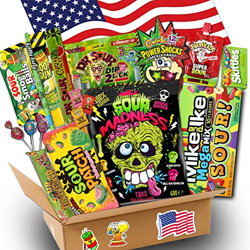 USA saure Süßigkeiten Box | USA Import | 20 verschiedene Leckereien | Bestseller Box | Geschenkkorb | Perfekte Geschenkidee | Geschenkbox | TOP Selling | Best Products | 20 teilige Box | USA Sweets