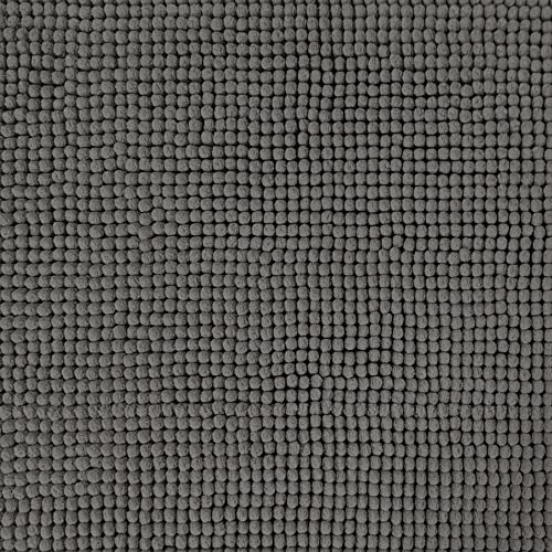 DILUMA Badematte Chenille 60x90 cm Grau Rutschfester Hochflor Badteppich Luxus Wellness Badvorleger Saugfähig und Flauschig