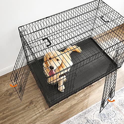 FEANDREA Hundekäfig, Hundebox, klappbar, 122 x 74,5 x 80,5 cm, schwarz PPD48H