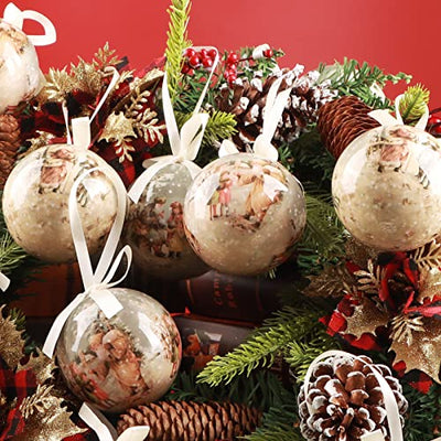 ABXMAS Weihnachtskugeln Sets für Weihnachtsbaum, Bruchsichere Kugeln für Weihnachten 6 Stück, Hängende Kunststoffkugeln für Weihnachtsfeiern Dekoration Geschenk für Freunde und Familie