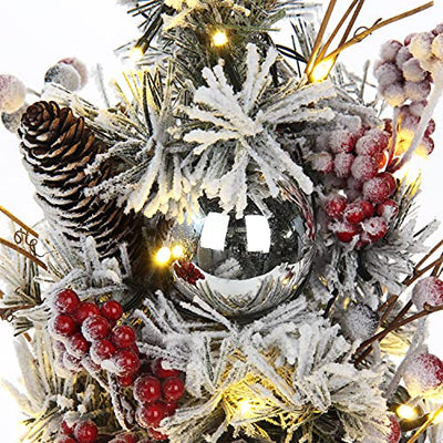 50 cm Weihnachtsbaum Künstlich Klein Deko Tannenbaum mit 20 LED Weihnachtsdeko, Mini-Weihnachtsbaum mit Ornamenten, Mini Weihnachtsbaum für Tisch